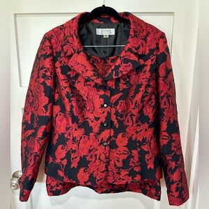 Tahari Red & Black Skirt Suit Size 10
